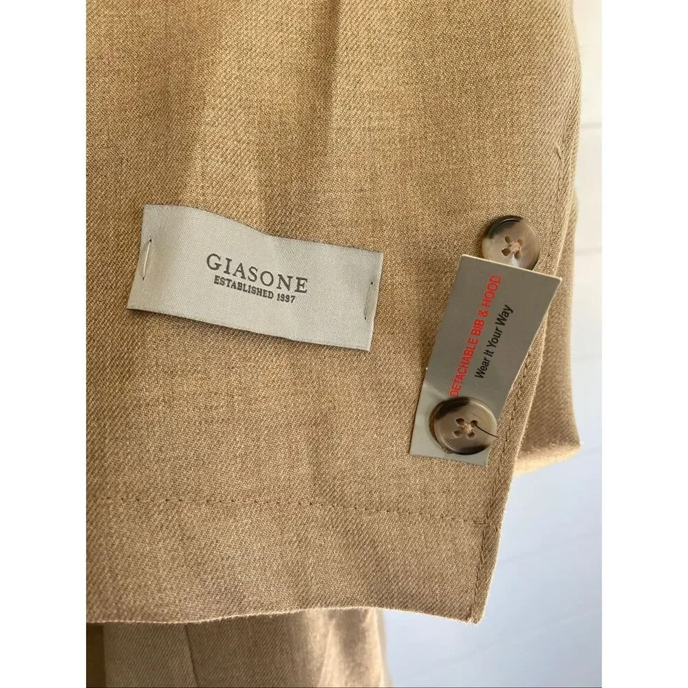 GIASONE Austin Hood Detachable Casual Blazer Jacket Camel Sport Coat Sz 44 R NEW - Picture 9 of 11
